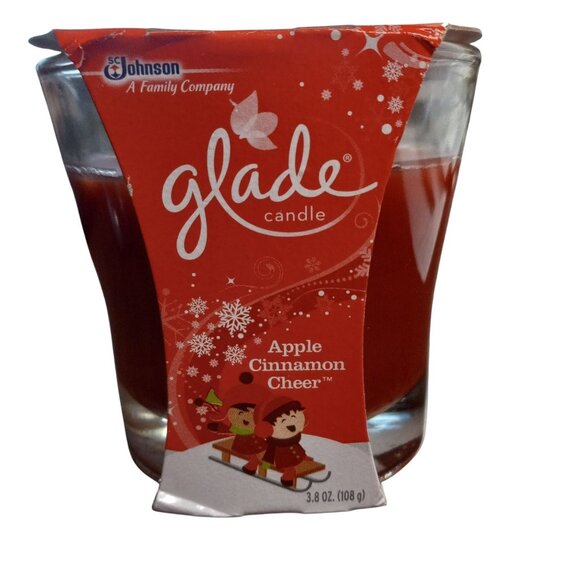 Glade Apple Cinnamon Cheer Scented 2 Candles 3.8 Oz Glass Votive Jar Holiday NEW - Picture 2 of 7